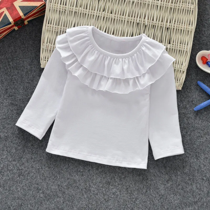 Фото 2018 рубашки для маленьких девочек топы с длинным рукавом больших школьные блузки
