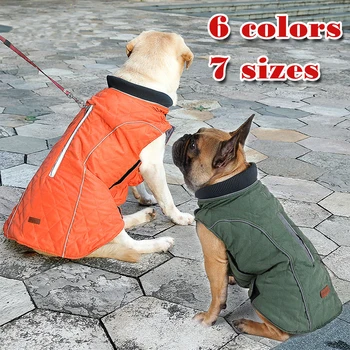 Winter Puppy Dog Clothes Reflective Quilted Dog Coat Waterproof Dog Pet Jacket Vest Retro Cozy Warm Stylish Pet Outfit Clothes