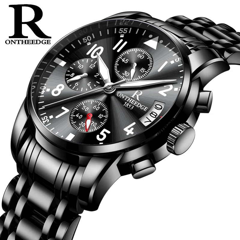 ONTHEEDGE Fashion Style Black Luminous Watch Men and Women Sports Waterproof 30M Full Stainless Steel Chronograph Quartz Montre
ONTHEEDGE Fashion Style Black Luminous Watch Men and Women Sports Waterproof 30M Full Stainless Steel Chronograph Quartz Montre