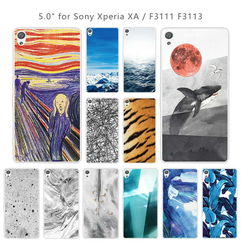 For Sony Xperia XA F3111 F3113 Silicone Transparent TPU Landscape Back Cover 5.0 inch DIY Phone Case Shell |