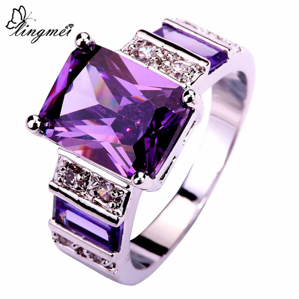 lingmei Popular Gorgeous Jewelry Fashion Purple White CZ Silver Color Ring Women Rings Size 6-10 11 12 13 Wholesale
lingmei Popular Gorgeous Jewelry Fashion Purple White CZ Silver Color Ring Women Rings Size 6-10 11 12 13 Wholesale