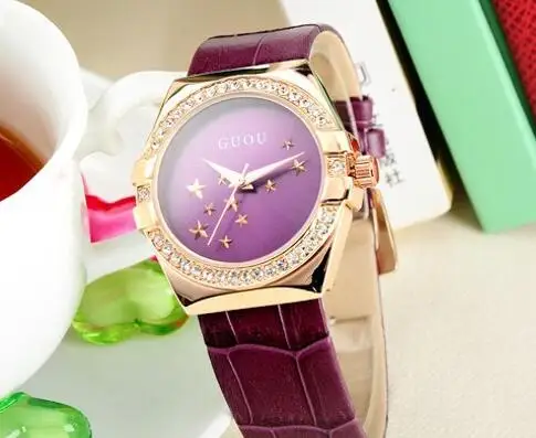 2018 Fashion GUOU Brand Korea Luxury Diamond Ladies Watches Leather Belt High-grade Crystal Stars Dial Gift Quartz Wristwatches
2018 Fashion GUOU Brand Korea Luxury Diamond Ladies Watches Leather Belt High-grade Crystal Stars Dial Gift Quartz Wristwatches