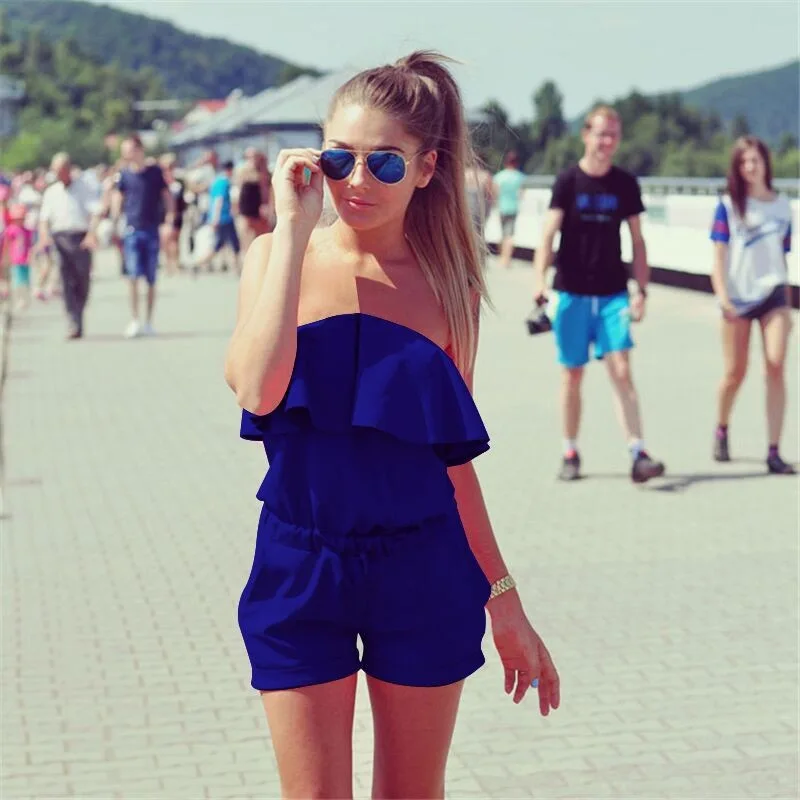 Women Jumpsuit Solid Color Off Shoulder Bandeau Ruffles Jumper Casual for Summer BMF88
Women Jumpsuit Solid Color Off Shoulder Bandeau Ruffles Jumper Casual for Summer BMF88