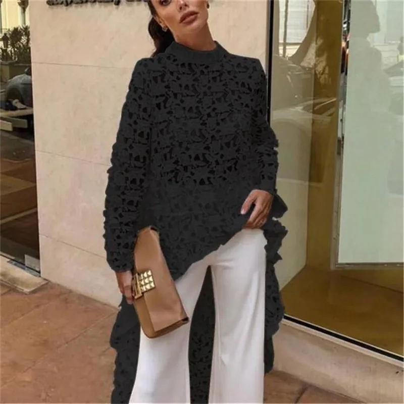 Women Tops 2019 Casual Summer Lace Korean Fashion Clothing Long Sleeve Top Plus Size 
Women Tops 2019 Casual Summer Lace Korean Fashion Clothing Long Sleeve Top Plus Size