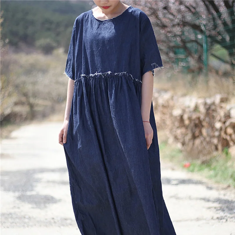 ORIGOODS Cotton Blue Denim Long Dress Women Loose Casual Summer Dress Original Vintage Thin Denim Dress Vestidos Robe Femme D027
ORIGOODS Cotton Blue Denim Long Dress Women Loose Casual Summer Dress Original Vintage Thin Denim Dress Vestidos Robe Femme D027