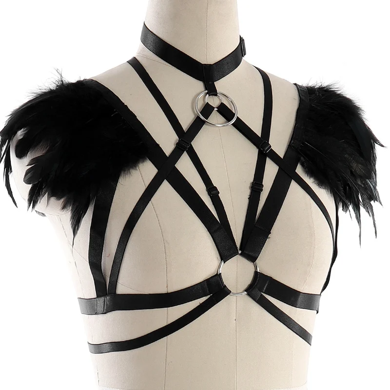 Feather Harness Gothic Lingerie for Women Cape Exotic Lingerie Epaulettes Shoulder Wings Cage Bra Lingerie Black Cosplay Dance
Feather Harness Gothic Lingerie for Women Cape Exotic Lingerie Epaulettes Shoulder Wings Cage Bra Lingerie Black Cosplay Dance