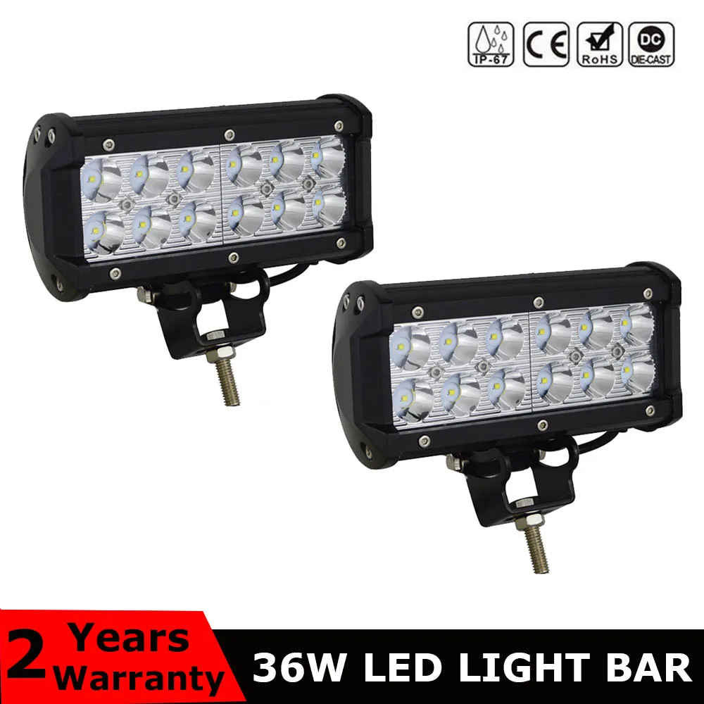 7 inch Double Row 36W LED Light Bar Spot Flood Beam for Motorcycle Tractor Car Truck Boat Off Road 4WD 4x4 Truck Driving Lamp
7 inch Double Row 36W LED Light Bar Spot Flood Beam for Motorcycle Tractor Car Truck Boat Off Road 4WD 4x4 Truck Driving Lamp