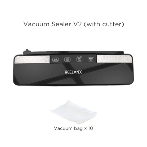 Лучший автоматический вакуумный упаковщик для пищевых продуктов REELANX Vacuum Sealer V2 125 Вт с функциями вакуумная упаковка, встроенный резак, вакуумные пакеты 10 шт бесплатно