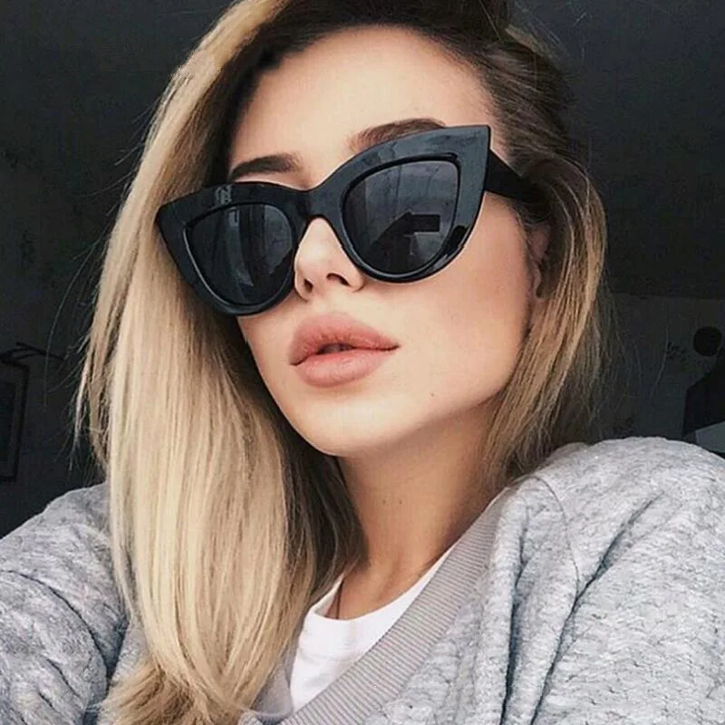 Фото Солнцезащитные очки в винтажном стиле женские кошачий глаз брендовые