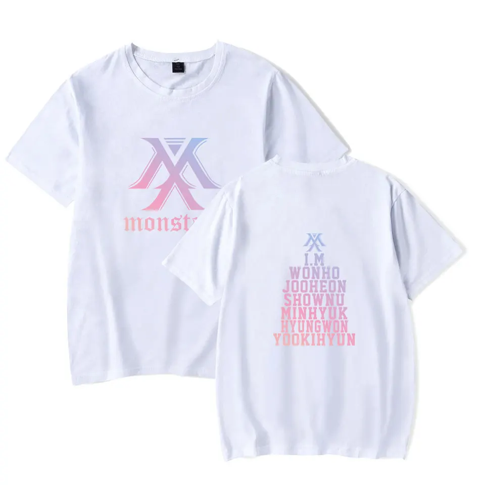 Летняя футболка KPOP MONSTA X последняя с альбомом для женщин и мужчин фанатов