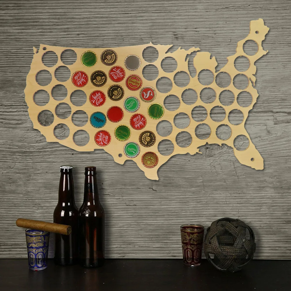 Creative Wooden Beer Cap Maps Beer Bottle Caps Map of USA Display Board Wall Art Decor Unique Gift For Cap Collectors
Creative Wooden Beer Cap Maps Beer Bottle Caps Map of USA Display Board Wall Art Decor Unique Gift For Cap Collectors