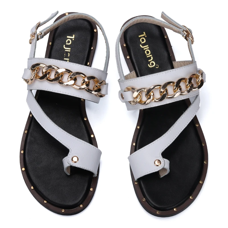 Ta Jiang Genuine Cow Leather Metal Chain Women Sandals Summer Square Heels Women Gladiator Flat Sandals Ladies Beach Shoes Woman
Ta Jiang Genuine Cow Leather Metal Chain Women Sandals Summer Square Heels Women Gladiator Flat Sandals Ladies Beach Shoes Woman