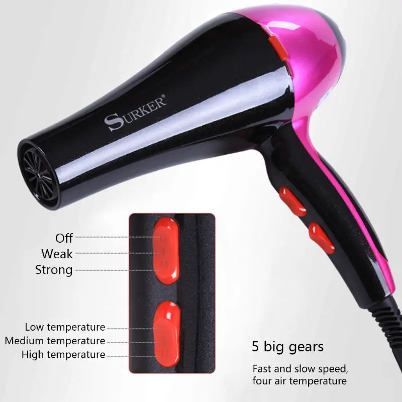 2000W Professional Electric Blow Hair Dryer Fast Heating Energy-saving 2 Speed With Hairdressing Diffuser Set 220V
2000W Professional Electric Blow Hair Dryer Fast Heating Energy-saving 2 Speed With Hairdressing Diffuser Set 220V