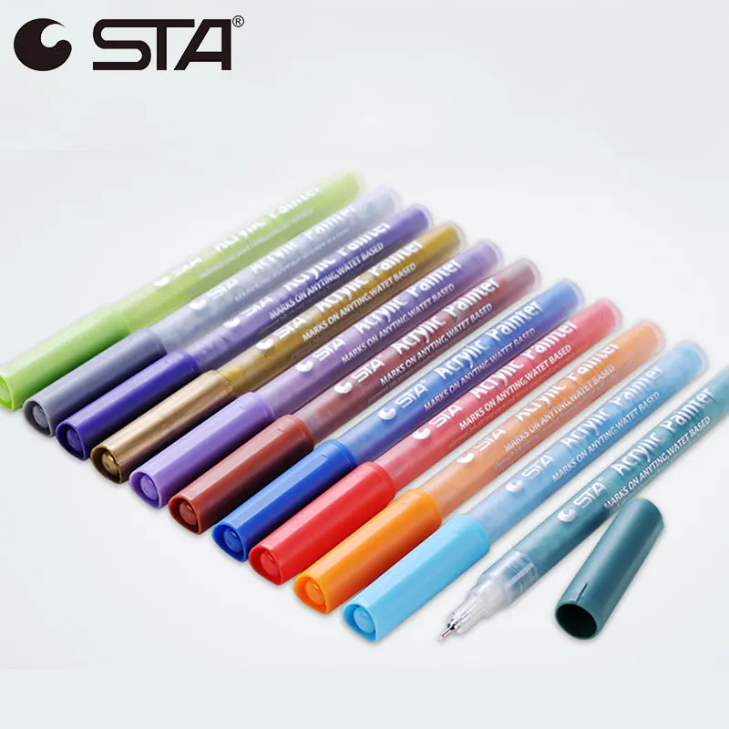 STA 12 шт./кор. маркеры 0 5 мм тонкой иглы цвет ручка Перманентный маркер Sharpie акрил