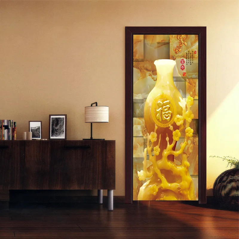 Фото Золотая ваза цветок сливы цветочный домашний декор для дверей паста плакат
