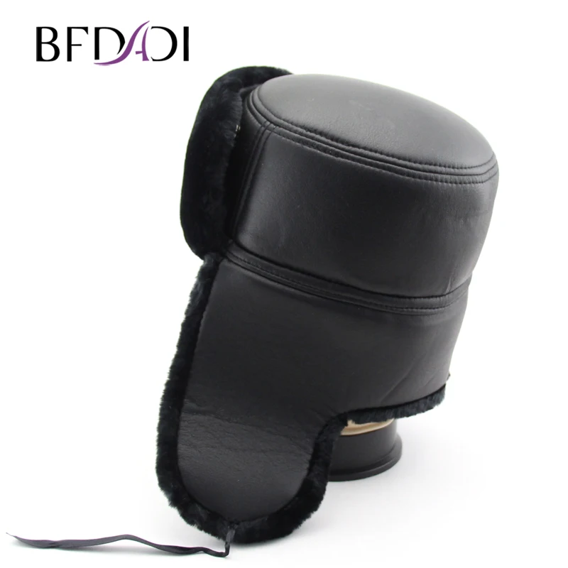 BFDADI 2021 Winter Warm Bomber Hats New Arrival Flat Top Ear Flaps Cap For Men or Women Big Size Russian Faux Fur Hat | Аксессуары для