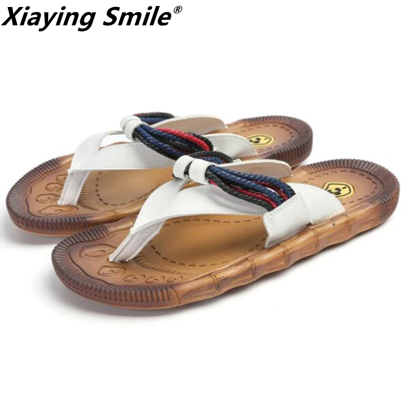 new Summer Classic pig leather Men Outdoor Casual Flats Sandals Fashion Beach Shoes Cheap Top Quality Non-slip Slippers | Обувь