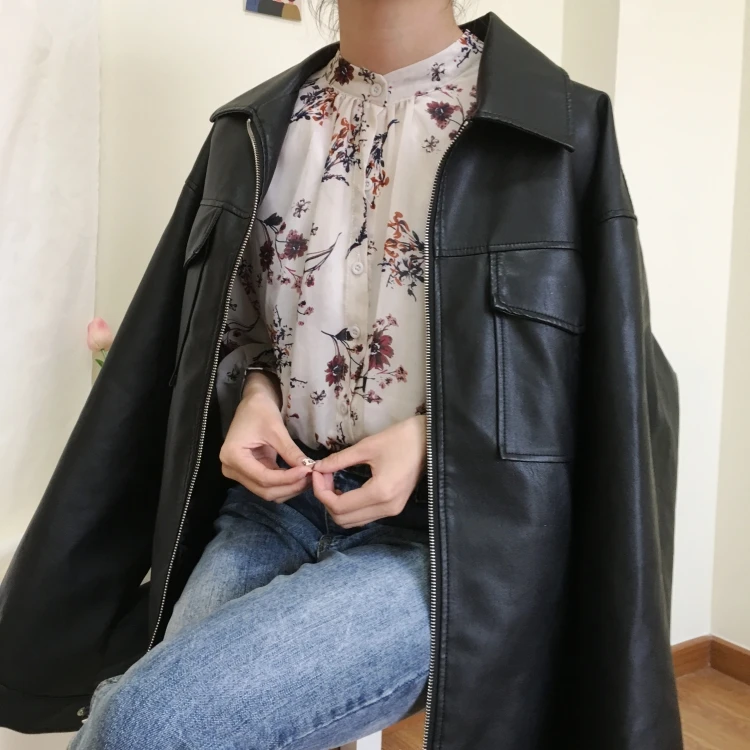 Leather jacket women 2020 spring autumn new fashion black BF style loose pu coat
Leather jacket women 2020 spring autumn new fashion black BF style loose pu coat