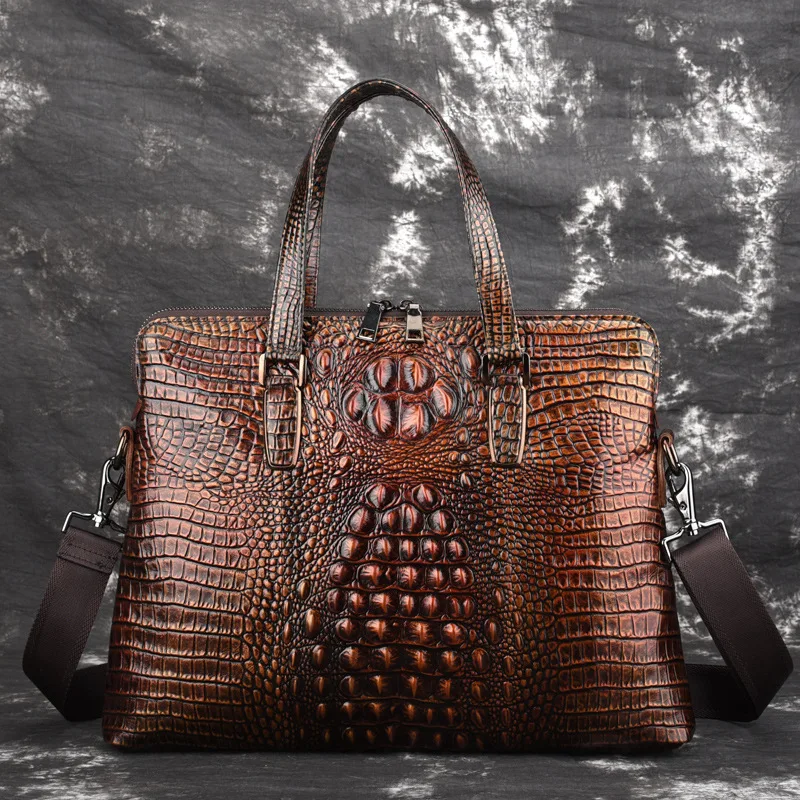 Men Oil Wax Genuine Leather Messenger Shoulder Bag Tote Handbag Crocodile Pattern Male Laptop Top Handle Bag Business Briefcase
Men Oil Wax Genuine Leather Messenger Shoulder Bag Tote Handbag Crocodile Pattern Male Laptop Top Handle Bag Business Briefcase