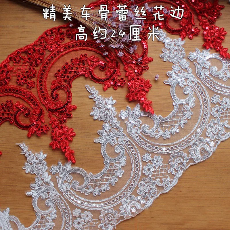 3Y/6Y 24cm Width Off White Red Sequin Black Beautiful Embroidery Wedding Lace Applique Trim Lace Fabric DIY Craft Wholesale
3Y/6Y 24cm Width Off White Red Sequin Black Beautiful Embroidery Wedding Lace Applique Trim Lace Fabric DIY Craft Wholesale