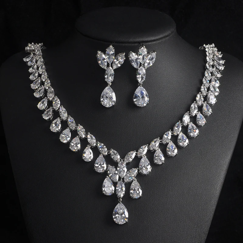 Sparkly Water Drop Shape Around Necklace Set Full Cubic Zirconia Stone Jewelry Sets Women Bridal Dress Accessories Gift S-009
Sparkly Water Drop Shape Around Necklace Set Full Cubic Zirconia Stone Jewelry Sets Women Bridal Dress Accessories Gift S-009