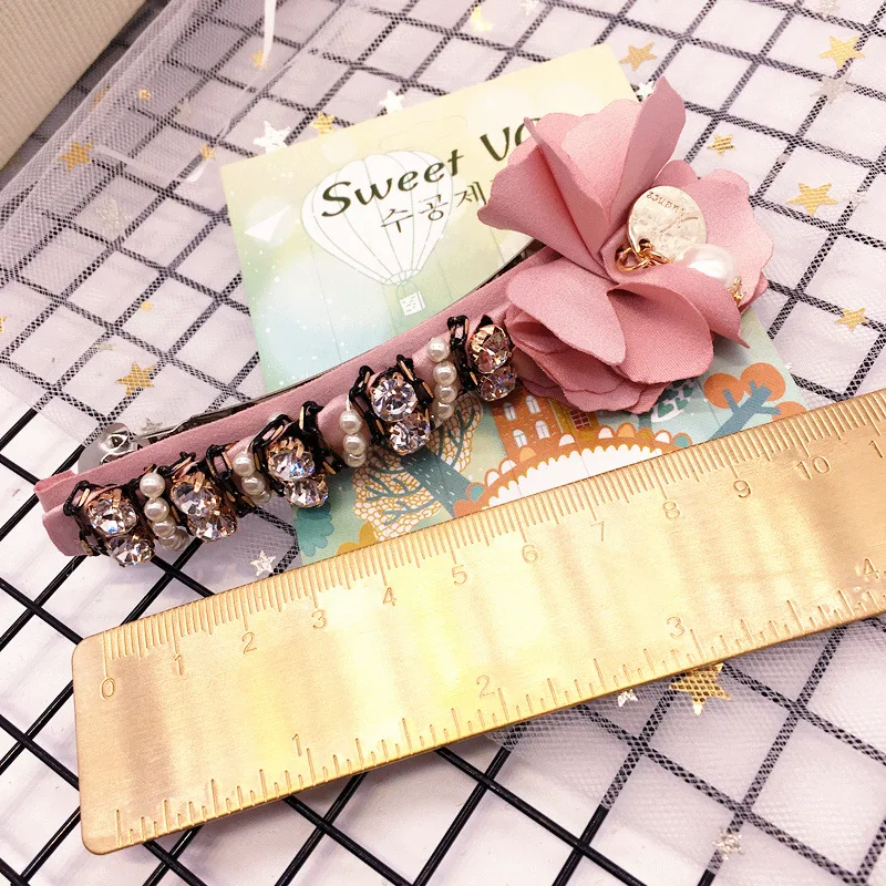 Flowers pearl hairpins zircon hair barrettes duckbill clips 2018 spring new accessories for women ornaments headdress | Аксессуары для