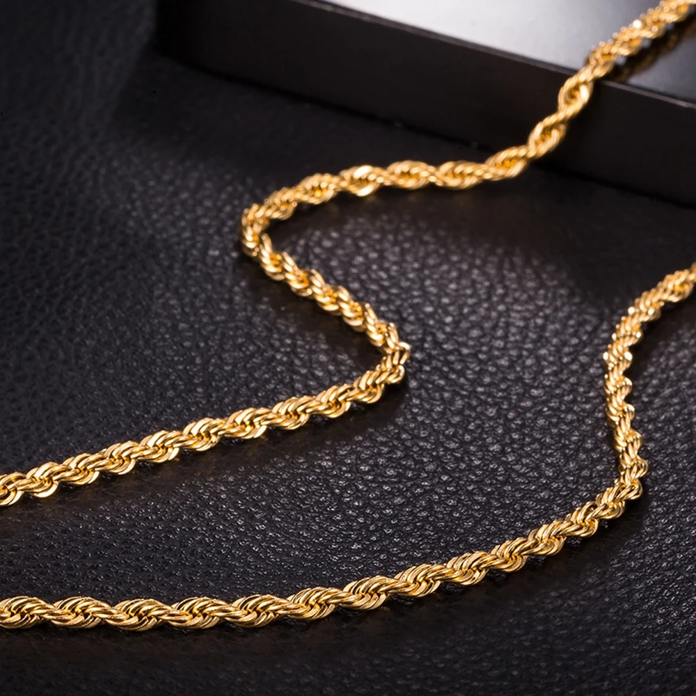 Knot Choker Necklace Womens Mens Rope Chain Gold Filled Wholesale Retail Classic Twisted Necklace 3mm,18 Inches
Knot Choker Necklace Womens Mens Rope Chain Gold Filled Wholesale Retail Classic Twisted Necklace 3mm,18 Inches