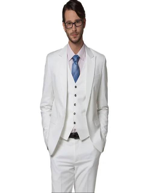 2018 New White Pesked Lapel Suit Men's Clothing Slim Suit White Wedding Suits Dress Set Suit Groom Wear (jacket+pants+vest+tie)
2018 New White Pesked Lapel Suit Men's Clothing Slim Suit White Wedding Suits Dress Set Suit Groom Wear (jacket+pants+vest+tie)