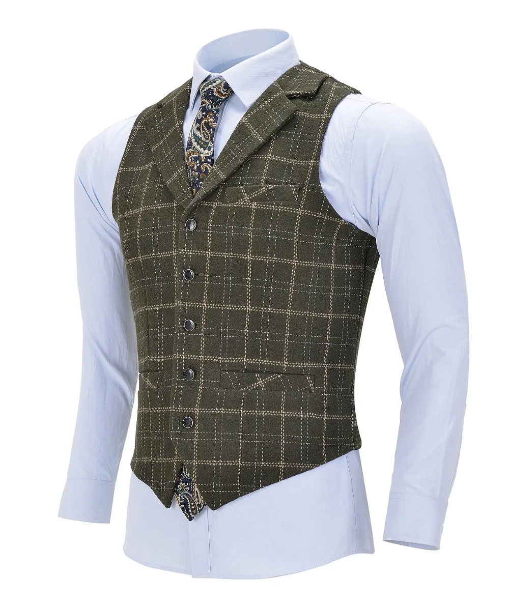 Men's Business Plaid Wool Army Green Vest Slim Fit Single-breasted Cotton Suit Vest Waistcoat For Wedding Formal Vest Groomsmen
Men's Business Plaid Wool Army Green Vest Slim Fit Single-breasted Cotton Suit Vest Waistcoat For Wedding Formal Vest Groomsmen