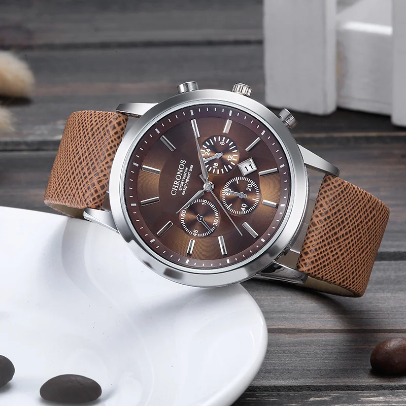 Men's Watch Erkek Kol Saati luxury brand 2020 Fashion Real Leather 3 Eyes Dial Quartz Analog Business Clock Relogio Masculino
Men's Watch Erkek Kol Saati luxury brand 2020 Fashion Real Leather 3 Eyes Dial Quartz Analog Business Clock Relogio Masculino
