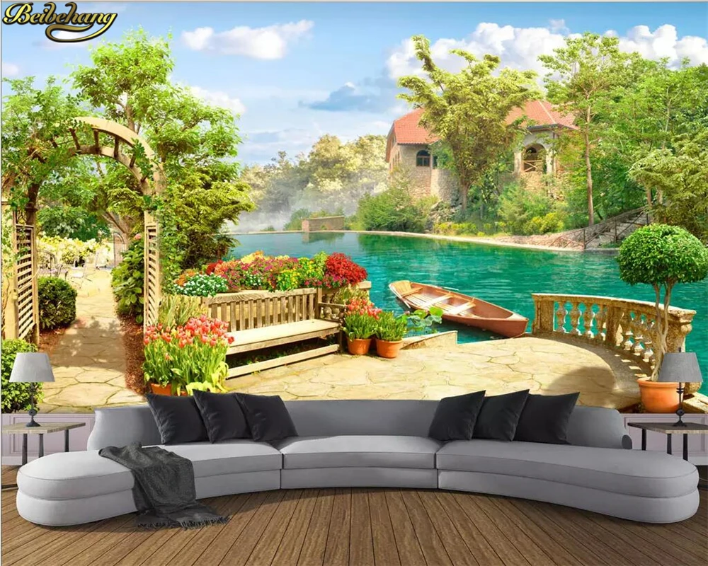 

beibehang Custom wallpaper garden lake landscape 3d background wall papers home decor papel de parede wallpapers for living room