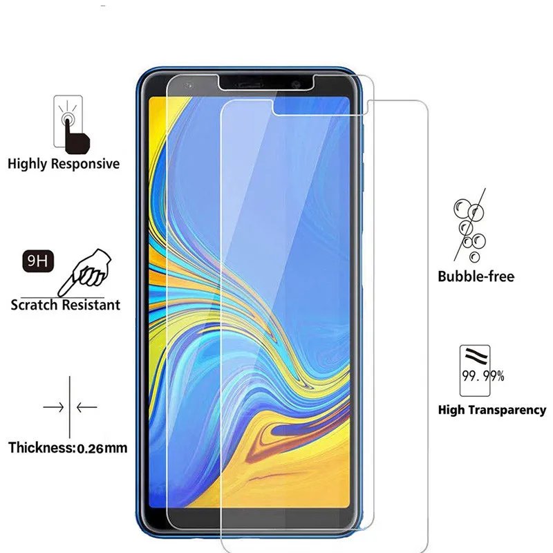 Закаленное стекло для Samsung Galaxy A7 2018 2 шт. Защитное экрана 9H с защитой от царапин