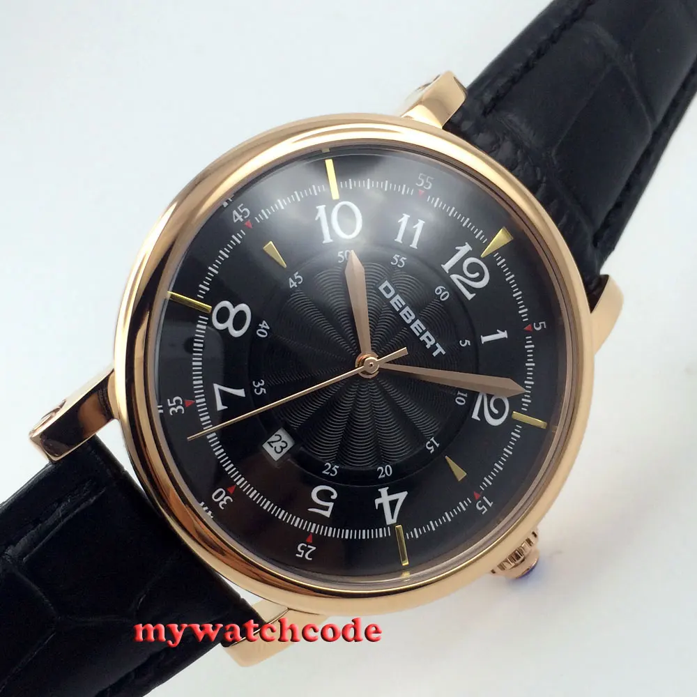 big sale 43mm debert black dial rose golden plated case Automatic women Watch D6
big sale 43mm debert black dial rose golden plated case Automatic women Watch D6