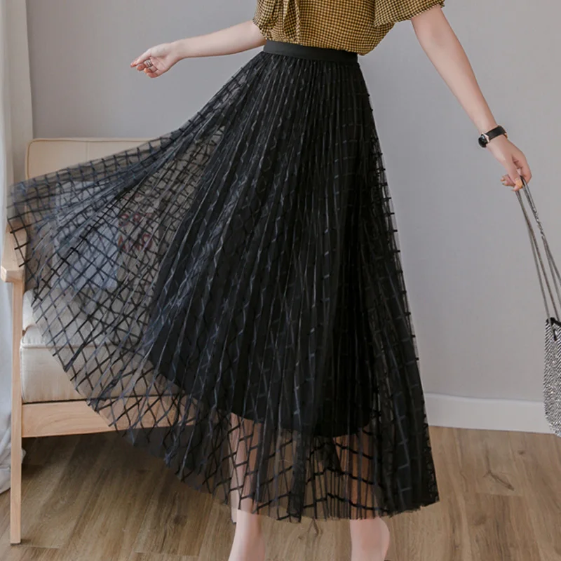 U-SWERA Spring Summer Midi Women Skirt High Waist A Line Geometric Kawaii Tulle Skirt Cute Long Pleated Skirt Female
U-SWERA Spring Summer Midi Women Skirt High Waist A Line Geometric Kawaii Tulle Skirt Cute Long Pleated Skirt Female