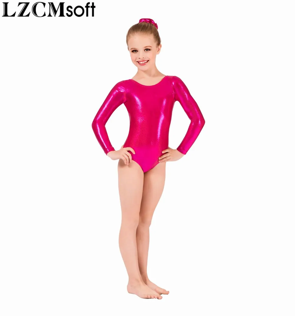 LZCMsoft гимнастические трико для девочек детские металлические балетные с длинными
