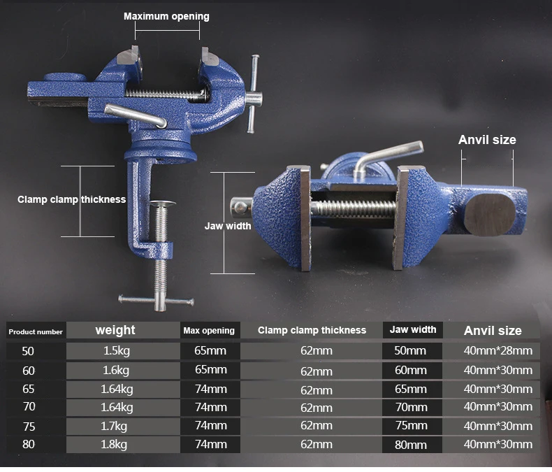 Heavy Table vise Bench Clamp Vises Grinder Holder Drill Stand for Rotary Tool Craft Model Building Electronics Hobby
Heavy Table vise Bench Clamp Vises Grinder Holder Drill Stand for Rotary Tool Craft Model Building Electronics Hobby