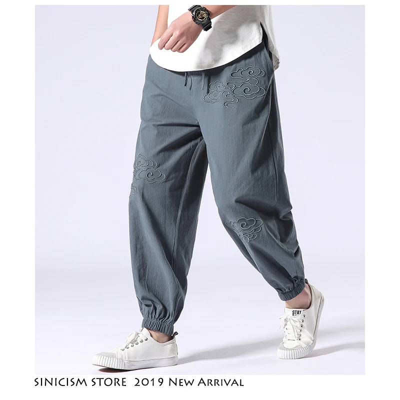 Sinicism Store Men Streetwear Joggers 2019 Mens Casual Spring Funny Track SweatPants Male Hip Hop Cotton Linen Harem Pants |