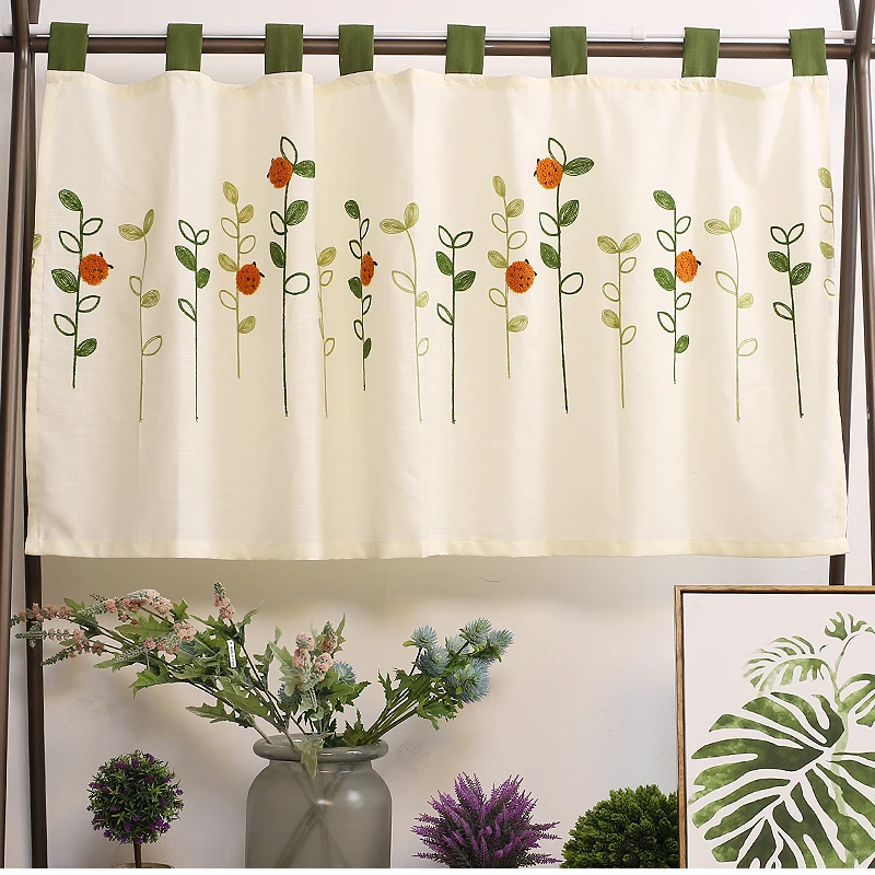 Short Curtain Ladybug Leaves Embroidery Half-Curtain Linen Coffee Small Dustproof Curtain for Kitchen Cabinet Door Tab Top style
Short Curtain Ladybug Leaves Embroidery Half-Curtain Linen Coffee Small Dustproof Curtain for Kitchen Cabinet Door Tab Top style