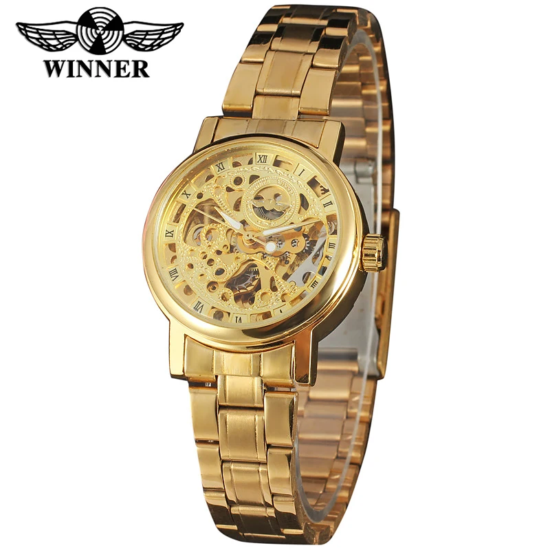 WINNER Men's Watch Women Gold Stainless Steel Transparent Automatic Mechanical Watch Skeleton Steampunk Clock Relogio Masculino
WINNER Men's Watch Women Gold Stainless Steel Transparent Automatic Mechanical Watch Skeleton Steampunk Clock Relogio Masculino