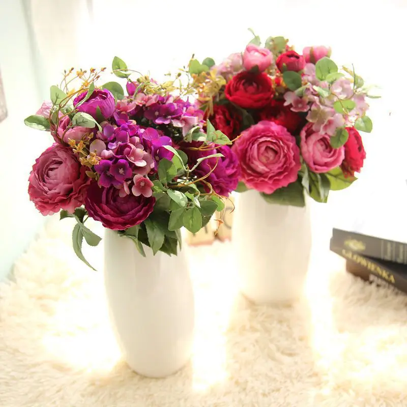 Wholesale Artificial Mixed Tea Rose Hydrangea Flower Bouquet Home Furnishing Wedding Flowers Decoration
Wholesale Artificial Mixed Tea Rose Hydrangea Flower Bouquet Home Furnishing Wedding Flowers Decoration