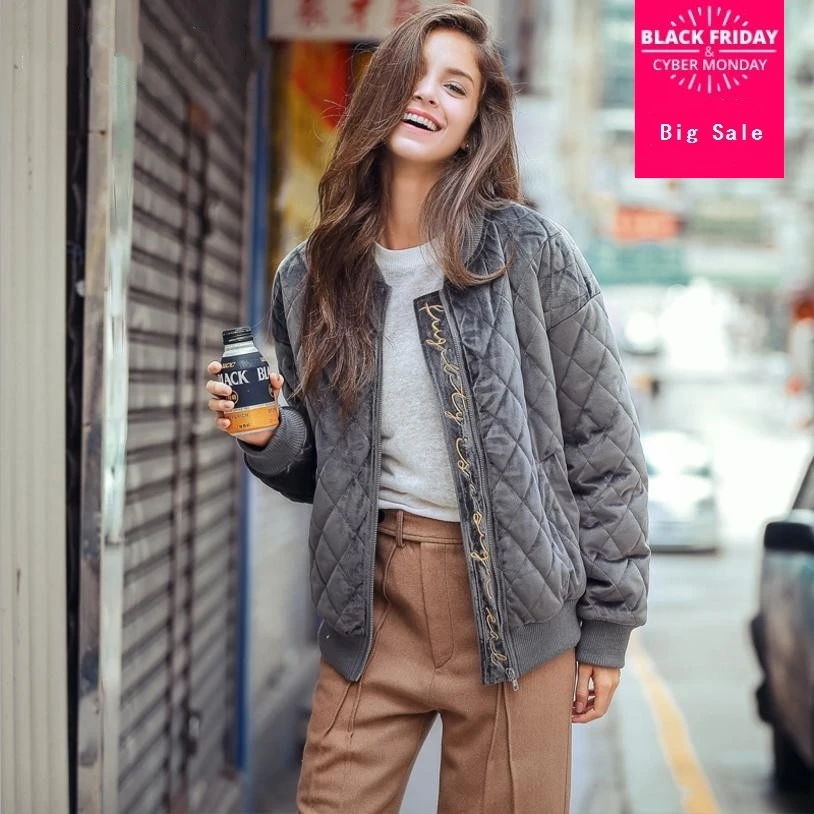 Winter fashion women cotton coat letter printed o-neck velour jacket tops female casual wide-waisted cotton-padded outwear L1176
Winter fashion women cotton coat letter printed o-neck velour jacket tops female casual wide-waisted cotton-padded outwear L1176