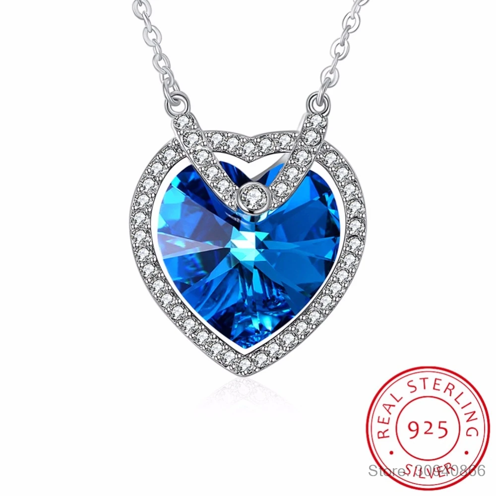 LEKANI Crystal Necklace 925 sterling silver Jewelry For Women Pendant Blue Heart Of Angel Lover Valentine' Gifts
LEKANI Crystal Necklace 925 sterling silver Jewelry For Women Pendant Blue Heart Of Angel Lover Valentine' Gifts