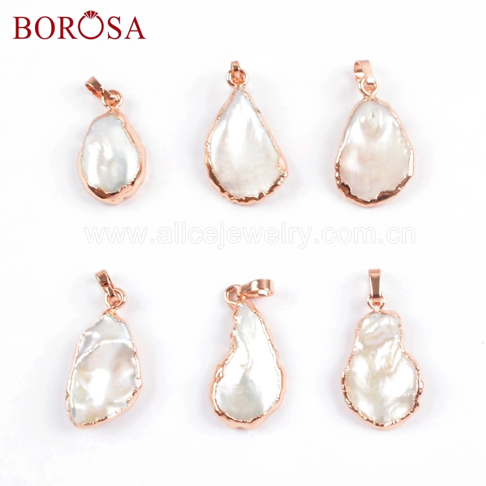 BOROSA 12pcs Irregular Natural White Freshwater Pearl Pendant for Necklace Making Rose Gold Color Pendant R1673
BOROSA 12pcs Irregular Natural White Freshwater Pearl Pendant for Necklace Making Rose Gold Color Pendant R1673