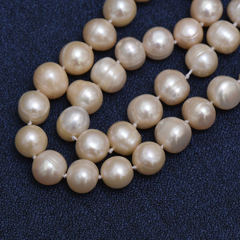 

Wholesale 10mm Simple and fresh water orange pearl with noble and elegent necklace findings 18inch Customized for women