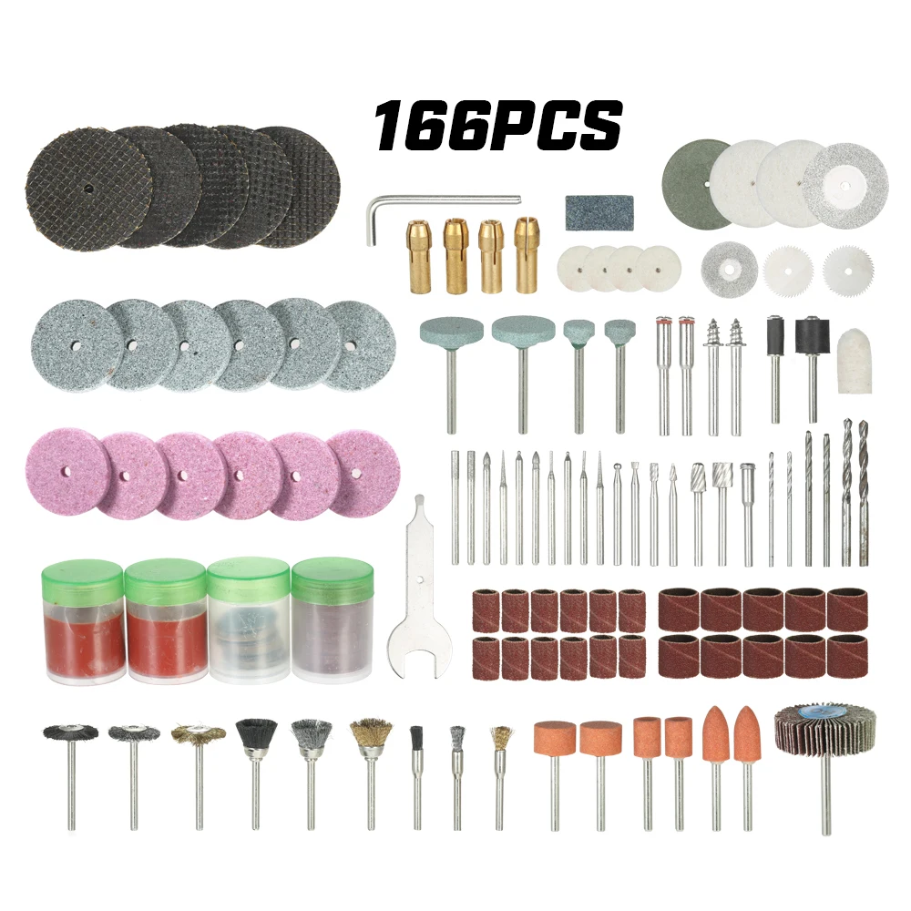 166PCS 1/8'' Shank Rotary Tool Accessories Set Sanding Polishing Grinding Cutting Accessory Bit
166PCS 1/8'' Shank Rotary Tool Accessories Set Sanding Polishing Grinding Cutting Accessory Bit