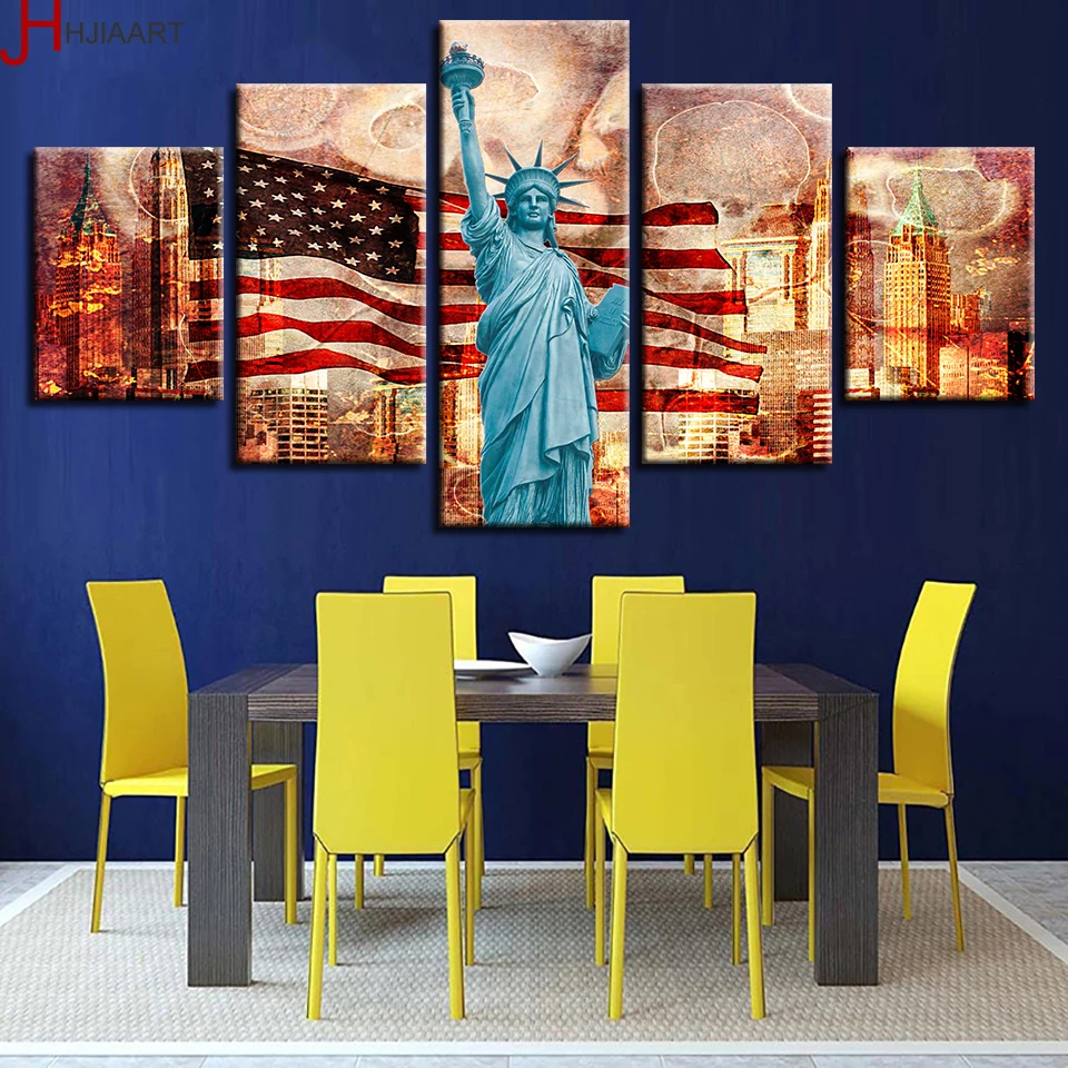 Modern Prints Wall Art Poster Modular Canvas Pictures 5 Pieces American Flag Statue Of Liberty Scenery Painting Decor Room Frame
Modern Prints Wall Art Poster Modular Canvas Pictures 5 Pieces American Flag Statue Of Liberty Scenery Painting Decor Room Frame