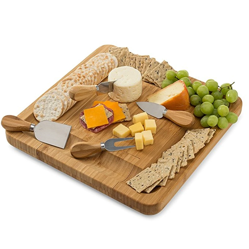 Cheese Plate Set Western Steak Cutlery Creative Bamboo Cake Board European Knife And Fork Fruit Bread | Дом и сад