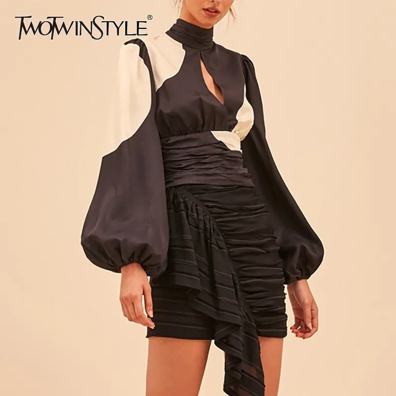 Женская ажурная блузка TWOTWINSTYLE, летняя блузка-туника с воротником-стойкой и длинными рукавами, 2020
Женская ажурная блузка TWOTWINSTYLE, летняя блузка-туника с воротником-стойкой и длинными рукавами, 2020