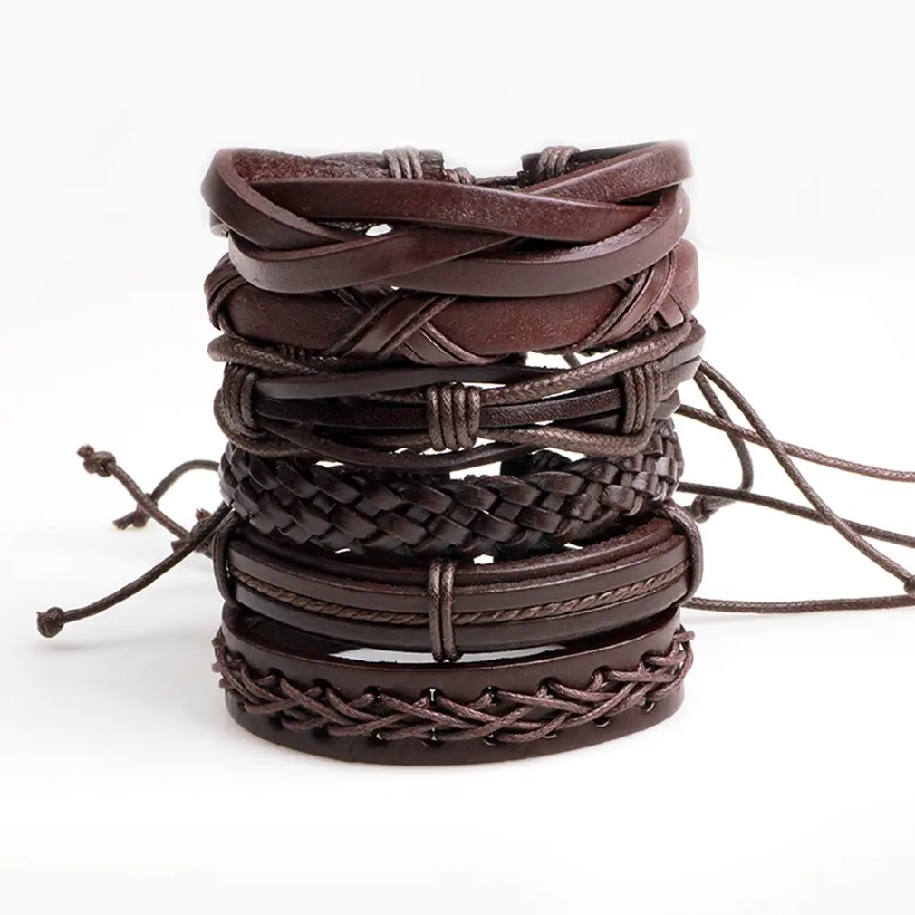 6pcs/lot Handmade Braided Men Multilayer Casual Bracelets Bangles Black PU Leather Stylish Jewelry Accessories 2019 New
6pcs/lot Handmade Braided Men Multilayer Casual Bracelets Bangles Black PU Leather Stylish Jewelry Accessories 2019 New