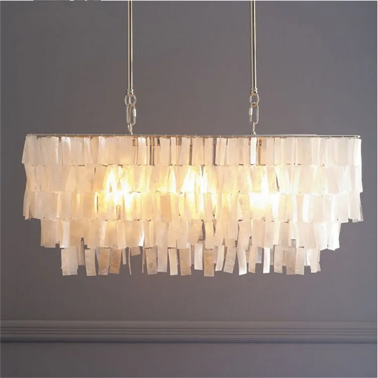 modern minimalist rectangular garden natural shell pendant light dining-room living room bar hanging lighting lamp | Лампы и освещение